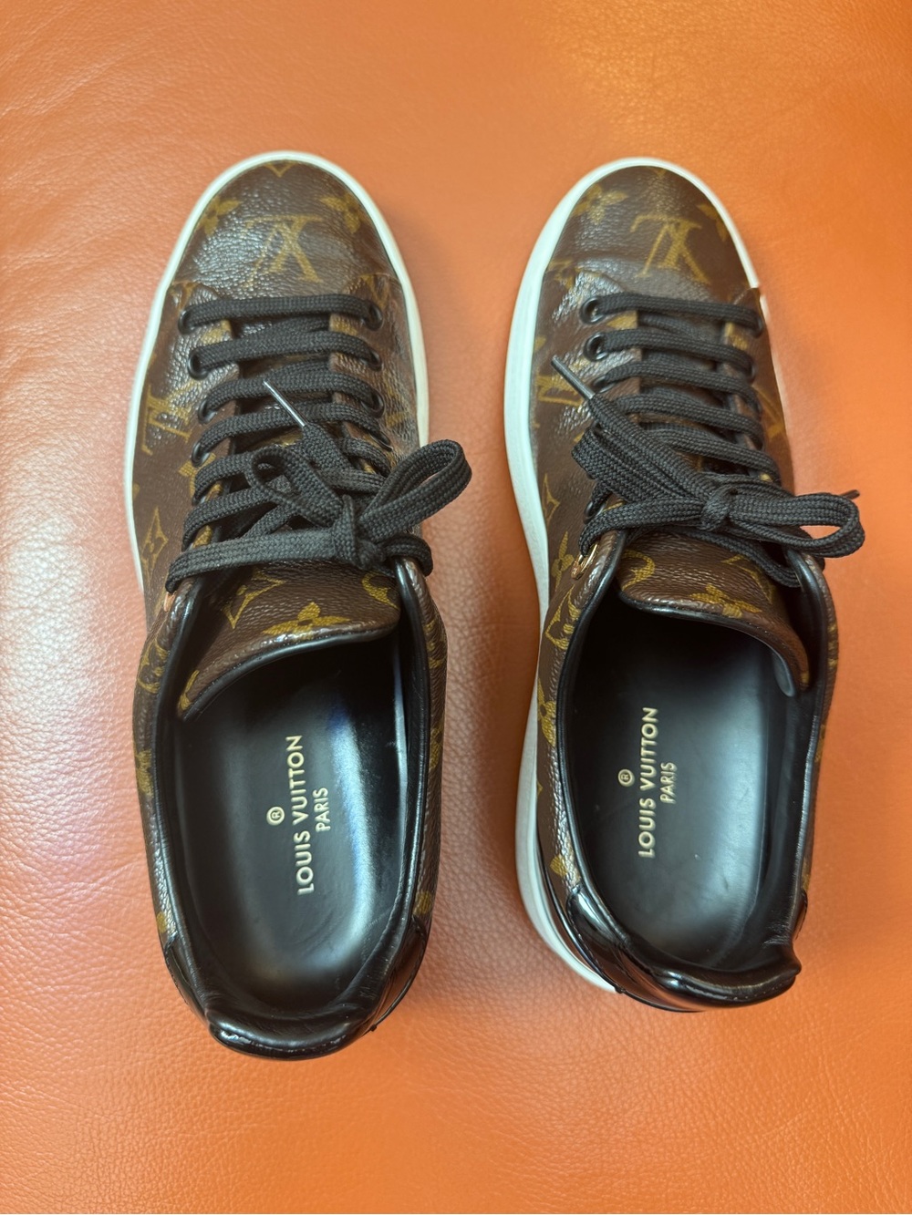Louis Vuitton Monogram Canvas Men's Sneakers in Dark Brown with Gold Logo